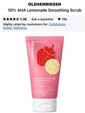 Ole Henriksen Strawberry Lemonade Smoothing Scrub - NEW! FULL SIZE! RV $59